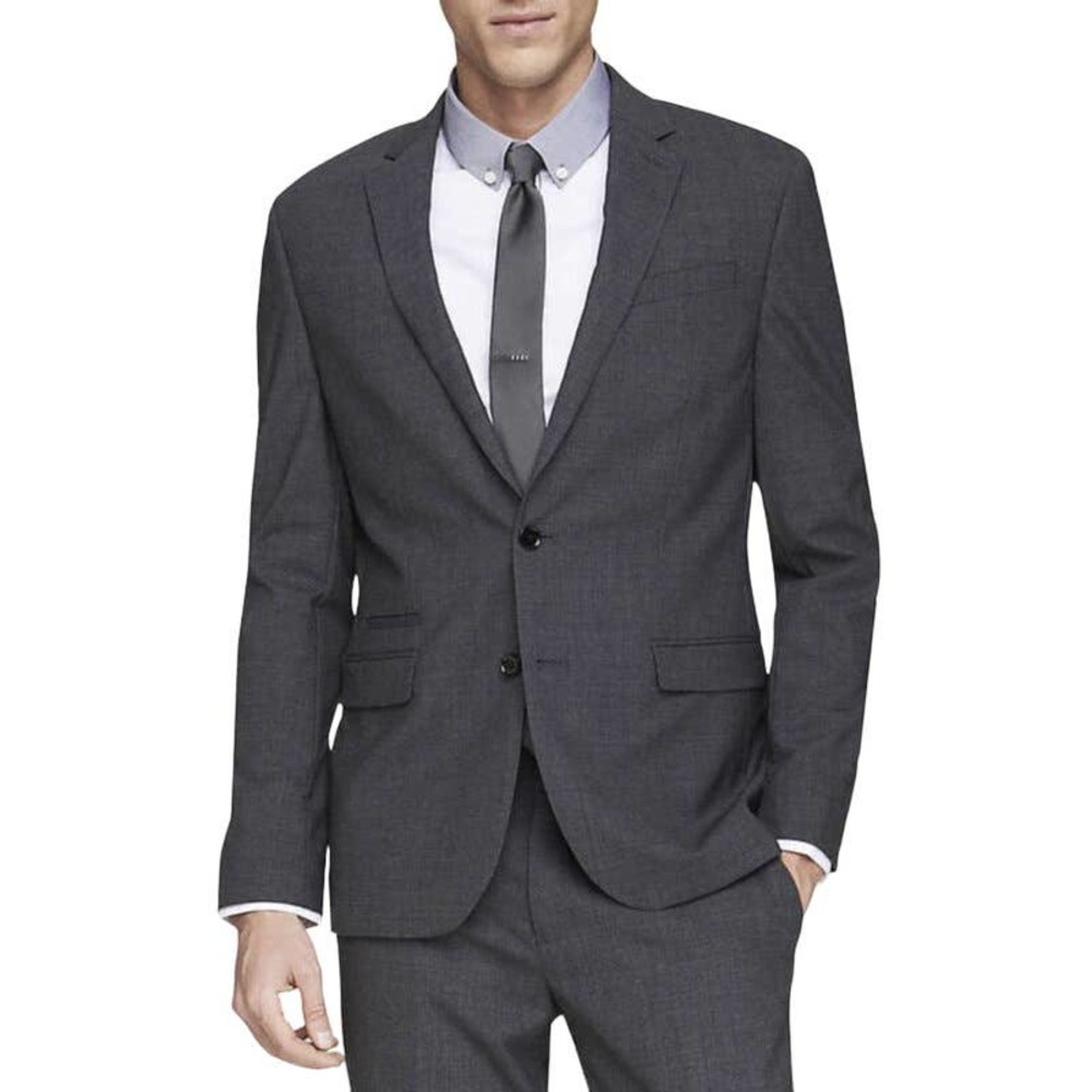 NWT Express Men's Photographer Fitted Blazer Suit Jacket Gray Size 38R